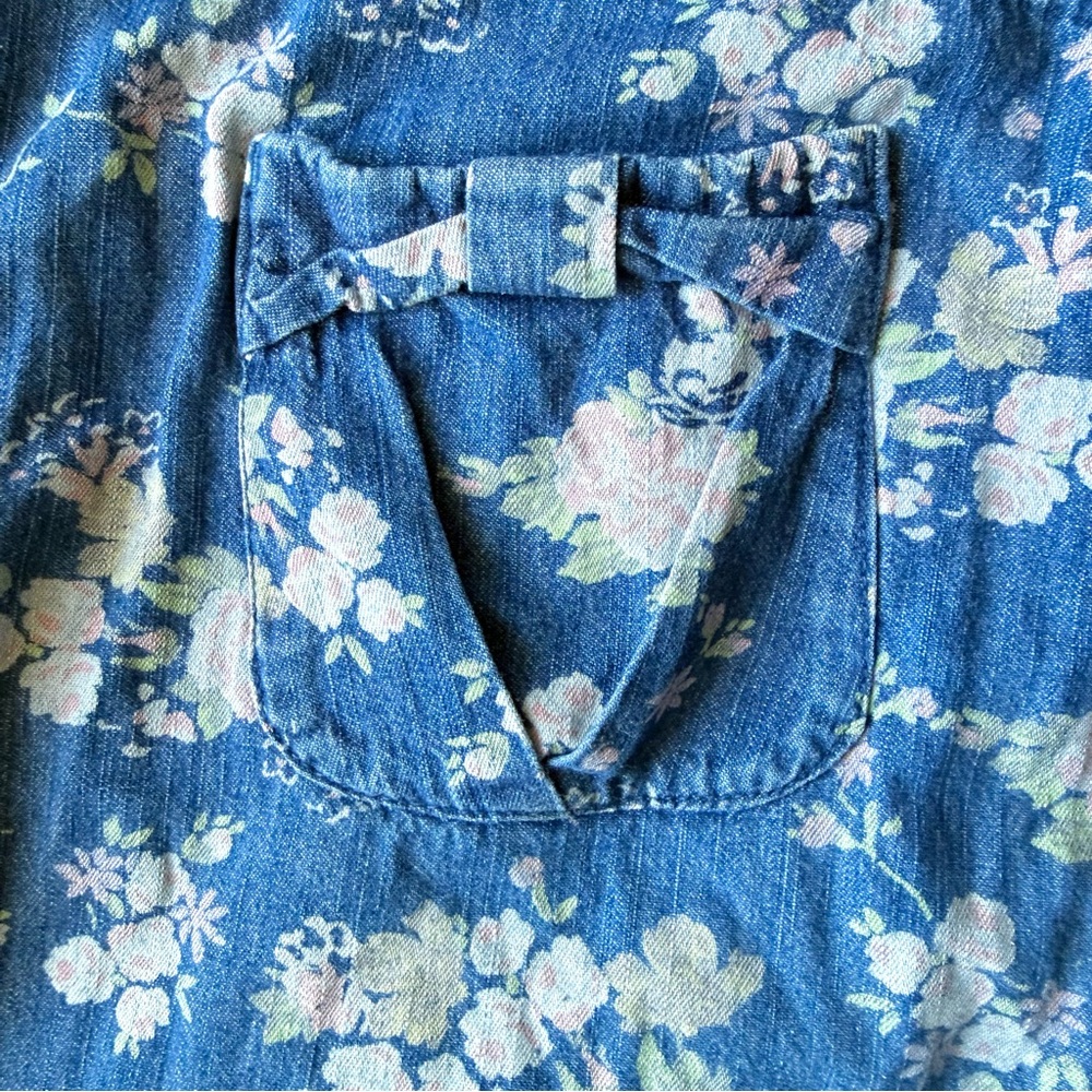 Matilda Jane Floral Denim Shortalls Overalls Girls Size 14 Lace Trim Boho - Picture 8 of 8